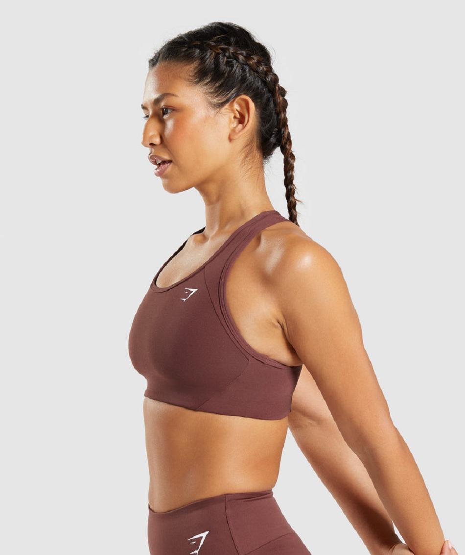 Sujetadores Deportivos Gymshark Essential Racer Back Mujer Rosas Marrones | CO 2111LIS